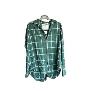 BNWT EILEEN Green Windowpane, Italian Flannel SIZE XS